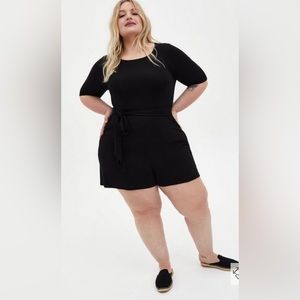 NWT Black TORRID SHORT SLEEVE SUPER SOFT T-shirt ROMPER. SZ 2